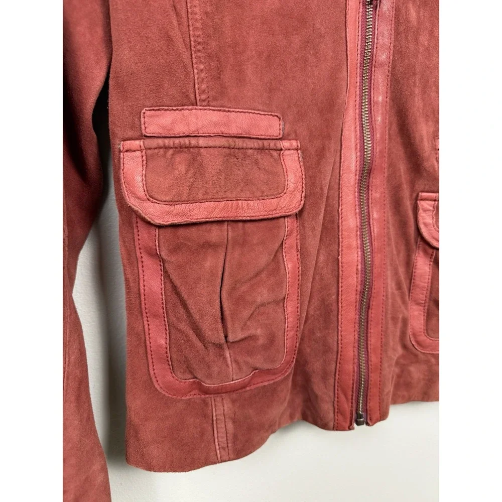 Vintage The Territory Ahead Red Suede Leather Jacket XS Boho Western Retro‎ Y2K - Picture 11 of 15